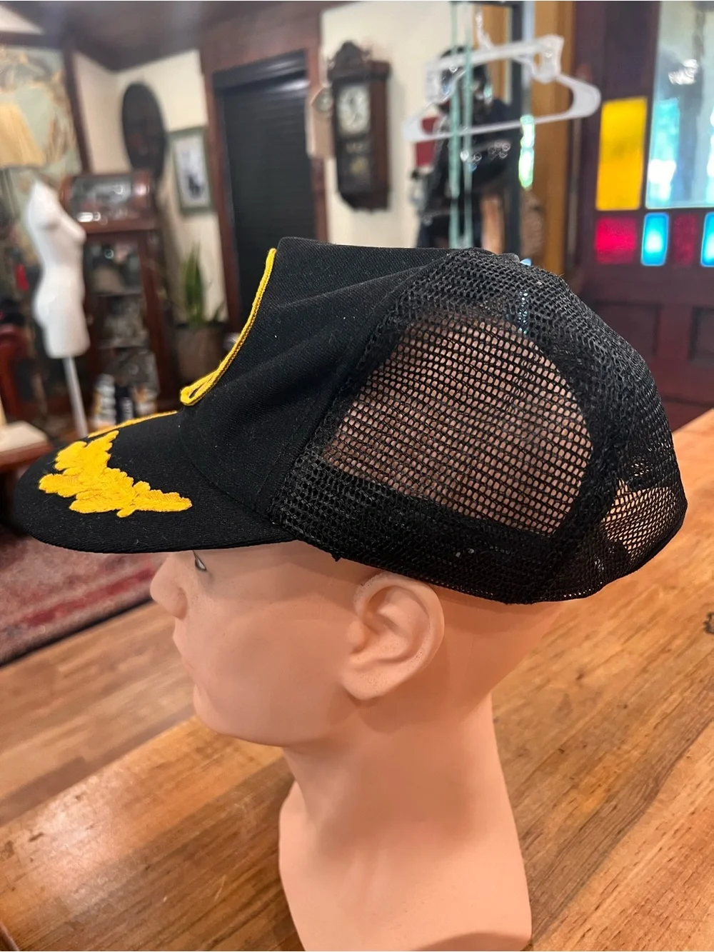 Vintage Black Cap with Gold Embroidered NRA Crest and Laurel Detailing